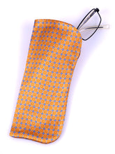 Yellow glasses case in printed satin silk